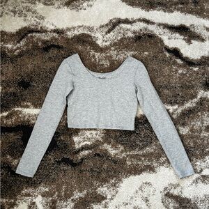 Gray Long Sleeve Crop Top